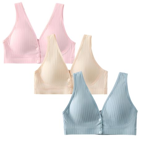 3 Pack Women Maternity Nursing Bras Button Front Closure Padded