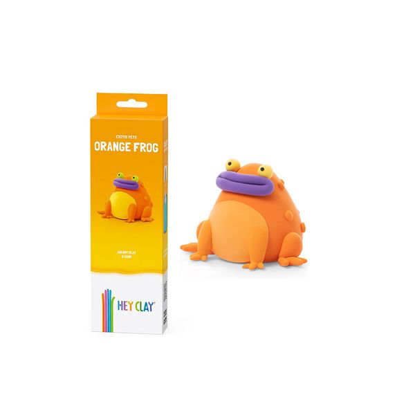 Hey Clay: Modelling Air-Dry Clay w Fun Interactive App - Orange Frog - 3 can