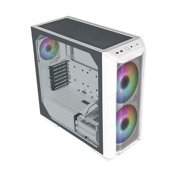 Cooler Master HAF 500 Mid-Tower Case TG &amp; Dual 200mm ARGB Fans - White