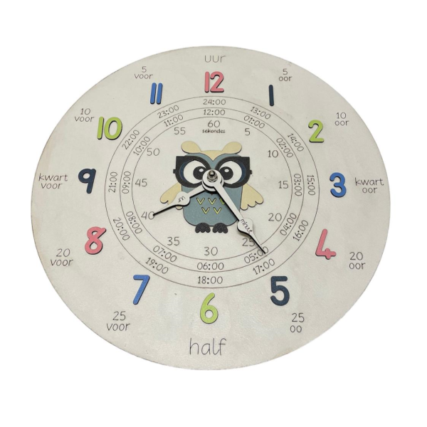 The Knörr Collection - Engraved Owl Design Clock Afrikaans - Teaching Time