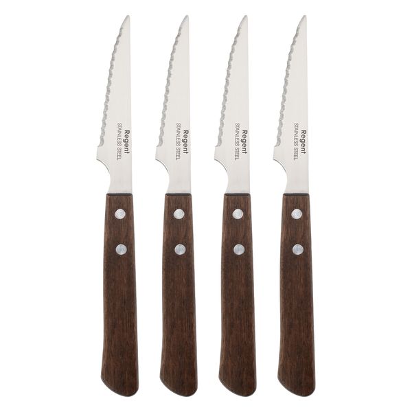 Regent Kitchen Steak Knives with Wooden Handles 4 Piece Set