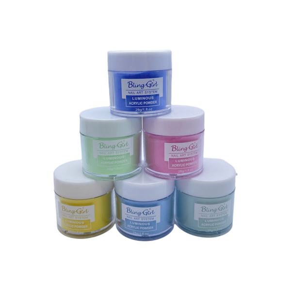 Bling Girl 6Piece Nail Art System Luminous Acrylic Powder #7-12
