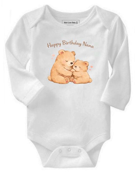Birthday - Happy Birthday Nana Long Sleeve Baby Grow