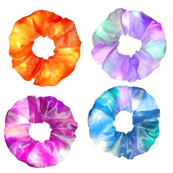 GlowLux LED Scrunchie Set - Light-Up Hair Accessories - 4 Pack