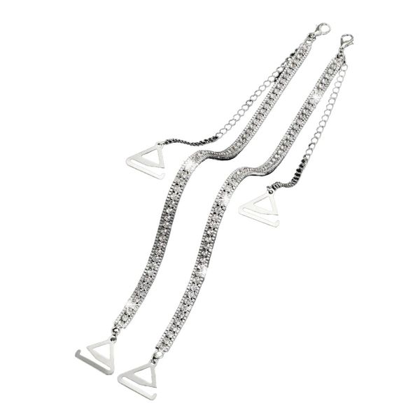 Diamond Decorated Women's Bra Straps - Metallic Backless Bra Accessories