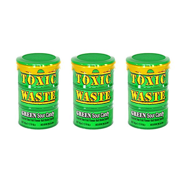 Toxic Waste Sour Candy Green Drum Pack of 3