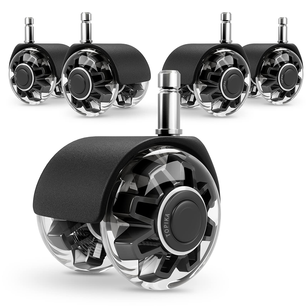 Topika - Office Chair Caster Wheels,Desk Chair Wheels Quiet, Universal Fit