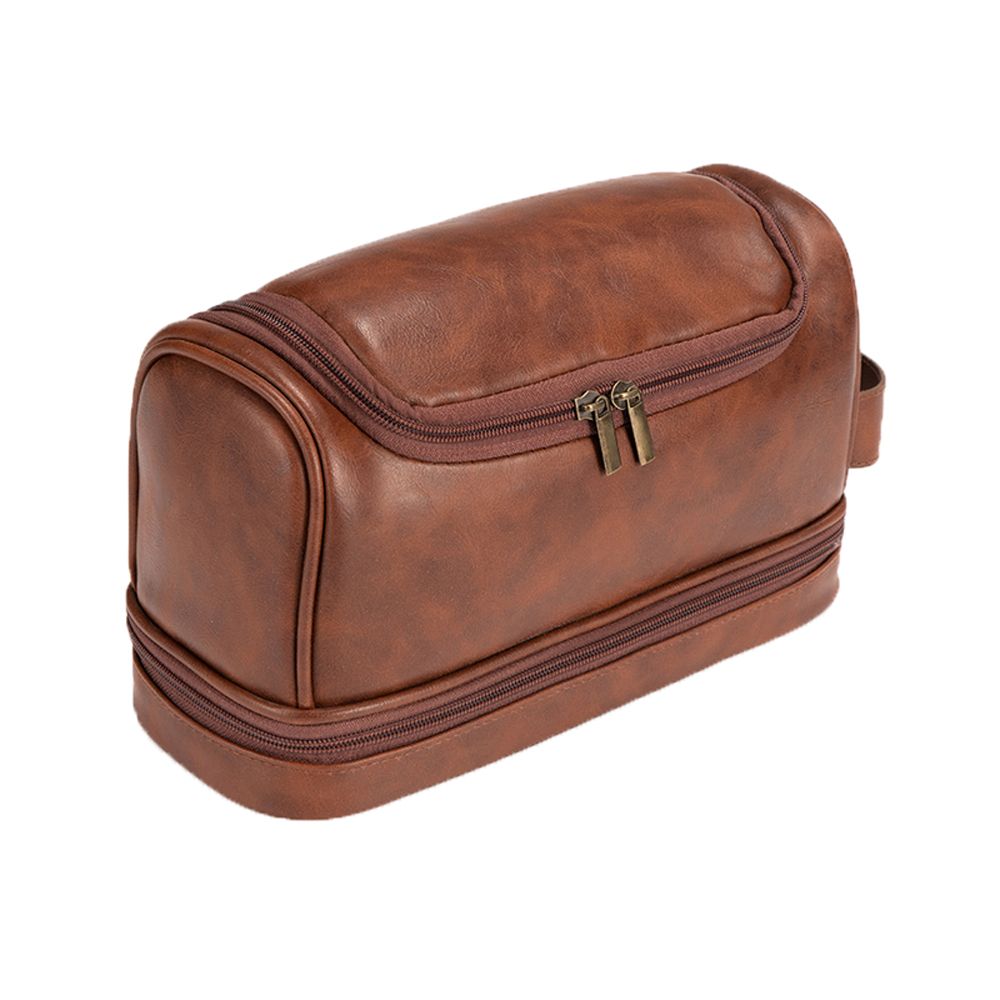 Retro PU Leather Waterproof Toiletry Bag
