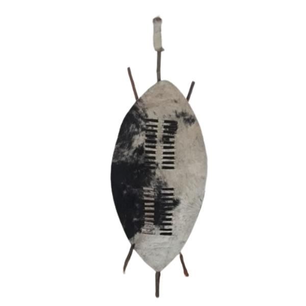 XL Black And White African Zulu Traditional Cultural Shield