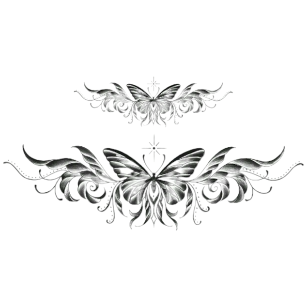 1-Sheet Butterfly Swirl Waterproof Temporary Tattoo Sticker - Black