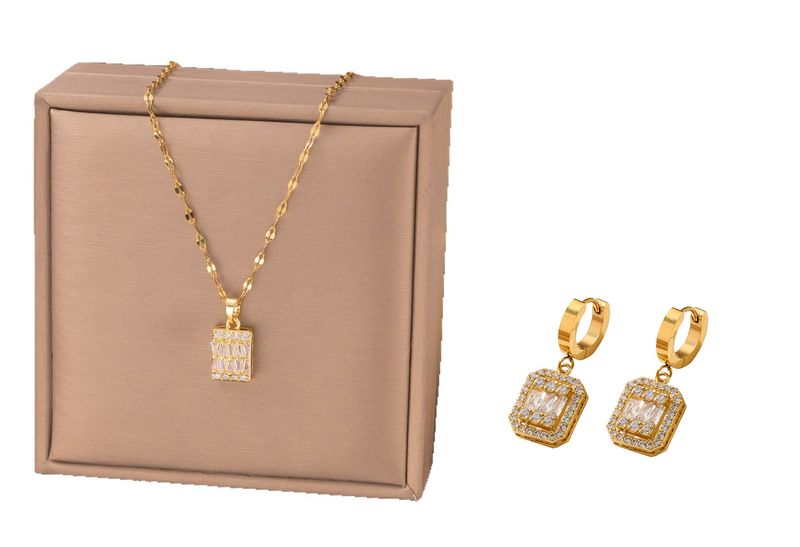 Vintage Rose Gold Fashion Premium Necklace and Earrings Set of Two