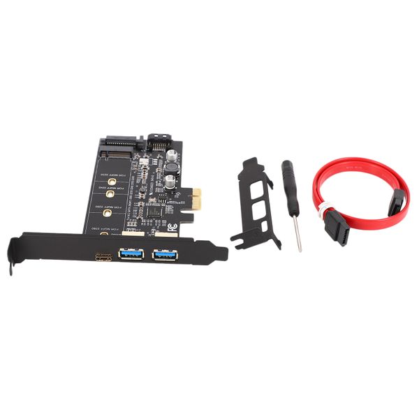 Dual USB3.0 &amp; Type-C M.2 PCIe Adapter M2 SSD SATA B Key to PCI-E