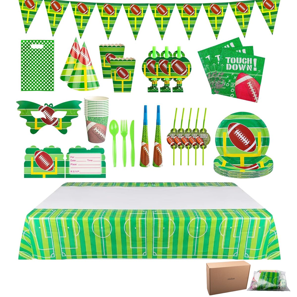 Mix Box Football Birthday Party Table Decor Banner DIY Decoration Set