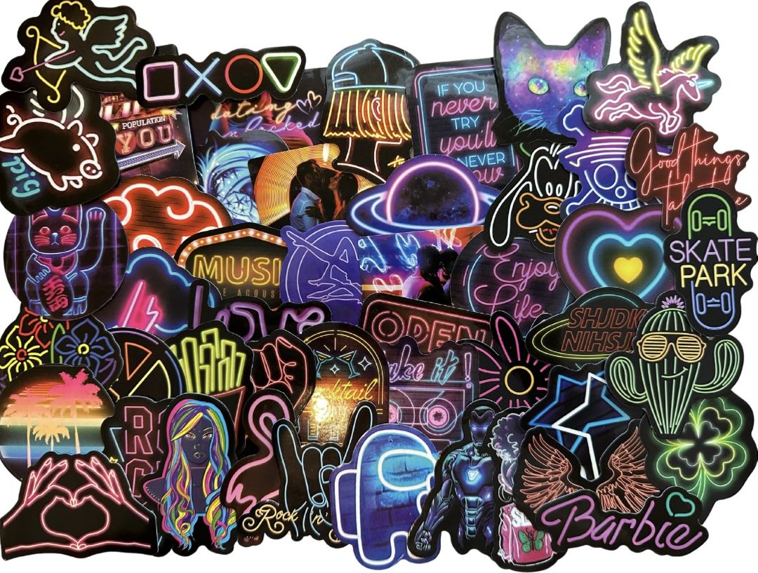 Laptop/Phone/Flask NEON Sticker Pack - 50 Stickers | Shop Today. Get it ...