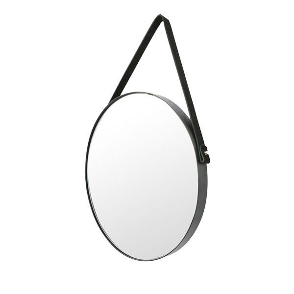 Grey Round Mirror with an Oval Hanging Strap Grey Shop Today. Get