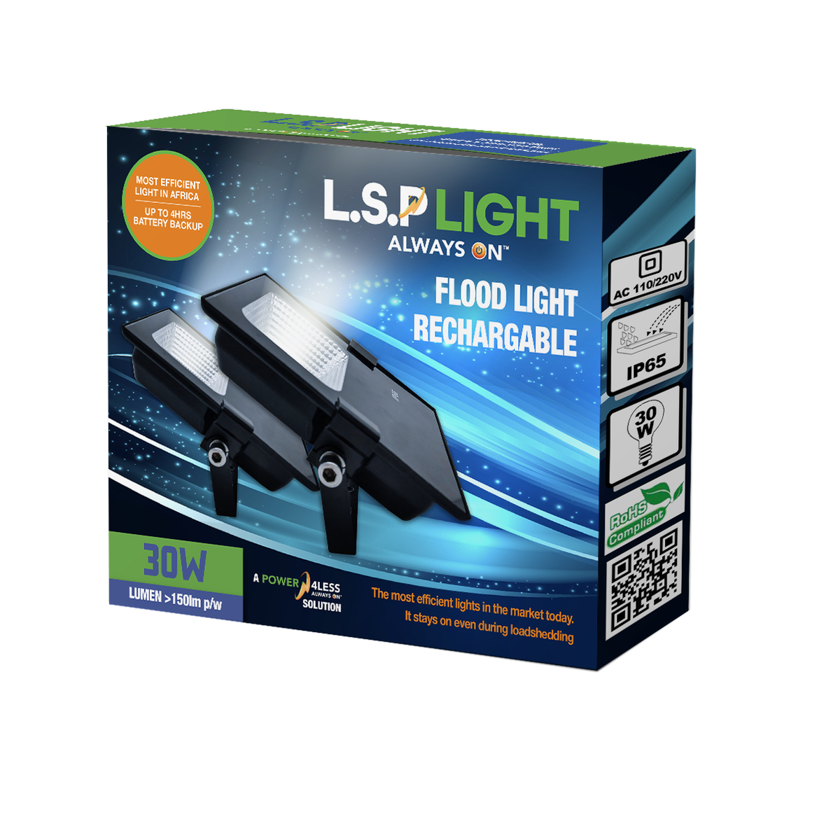 30W Battery backup FloodLight (4hr loadshedding light) Shop Today