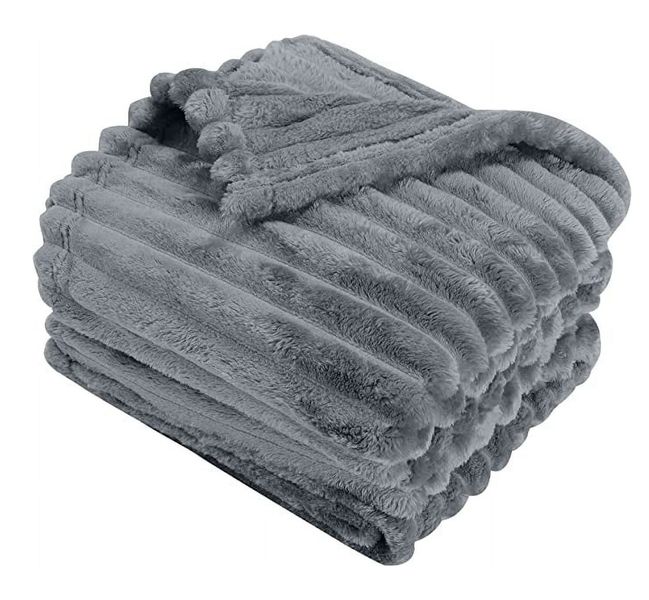 Always Home Ribbed 1KG Flannel Fleece Blanket 180cm x 200cm 100% Polyester