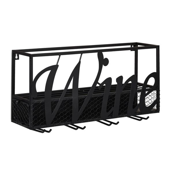 Metal Wall Mounted Wine Rack Holders with Wine Bottle Stemware Glass Holder