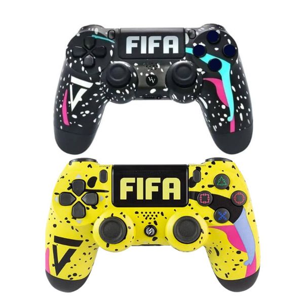 2 Pack Wireless Controller Compatible with PS4 (FIFA) -Yellow &amp; Black