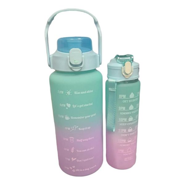 Water Bottle with Motivational Time Markers - 2 Pack