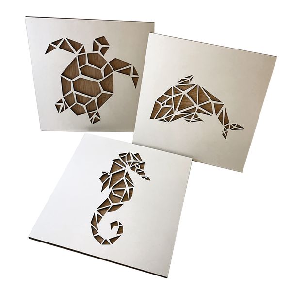 Geometric Marine Wall Art - 3 Piece