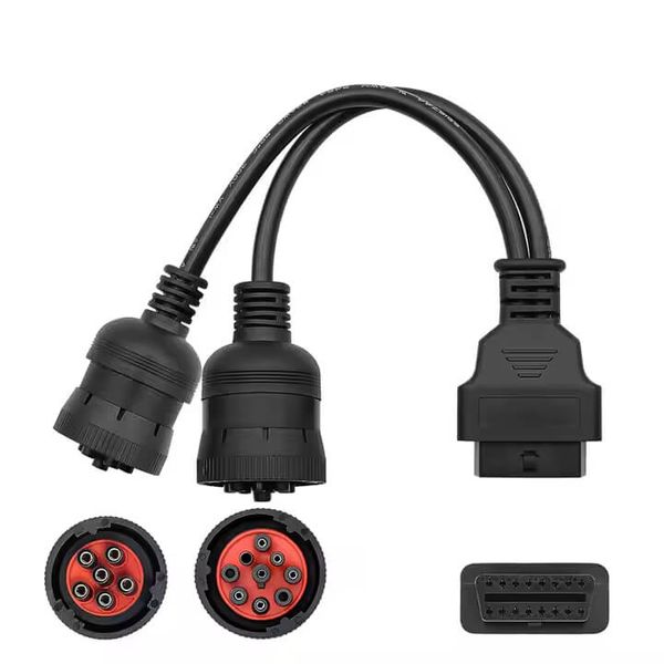 6+9-Pin (J1708 + J1939) Truck OBD Adapter Cable | Male to OBDII Female