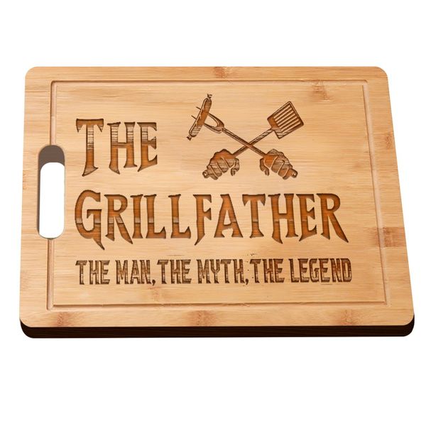 Laser Engraved Bamboo Cutting Board -The Grillfather, The Man, The Myth