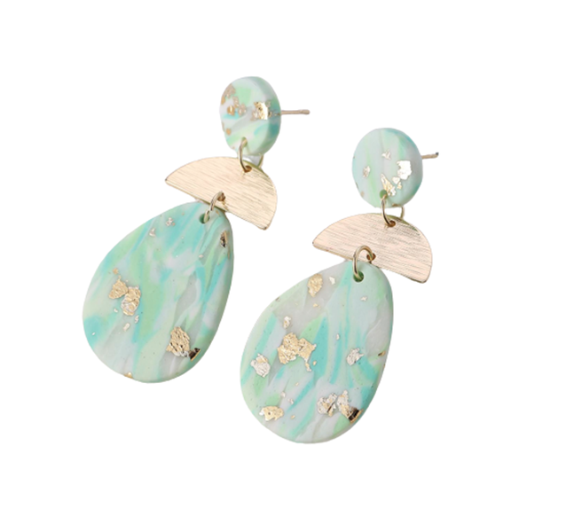 Polymer Earrings Geometric Grey/Gold
