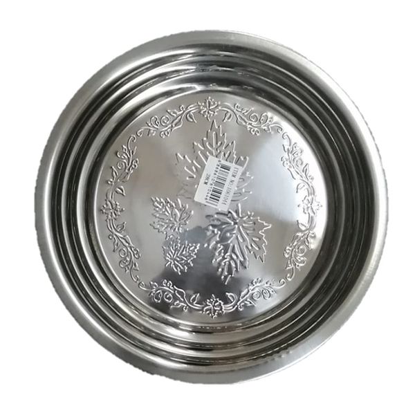 Stainless steel Leaf Design Round Serving Tray