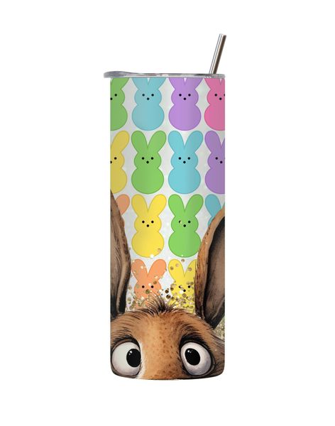 Peeking 20 Oz Tumbler with Lid and Straw Easter Graphic Design Present 086