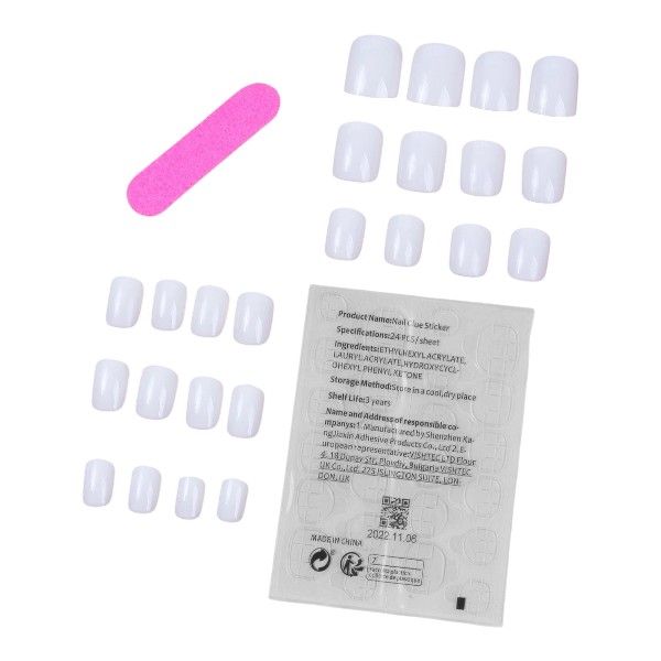 24 Piece - Short Square-Shaped Press-On Nails - White