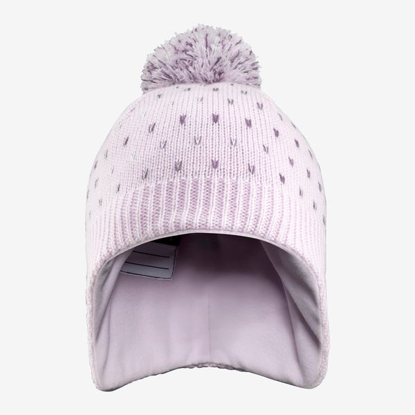 Wedze Kids' Warm Hat - Flap Lilac