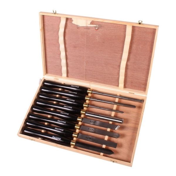 Wood Turning Chisel Set HSS in Case 9 PCS