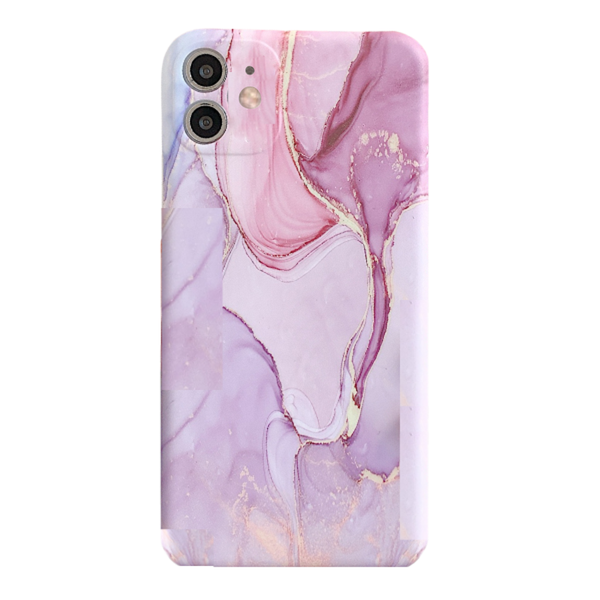Funki Fox Phone Case Compatible With iPhone 12 - Pink &amp; Gold Marble Swirl
