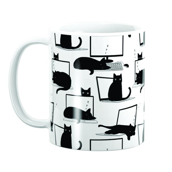 PepperSt Mug - Cats Sitting on Laptops