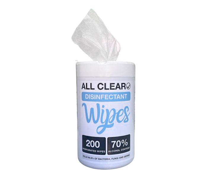 All Clear - 200 Disinfectant Wipes - 70% Alcohol