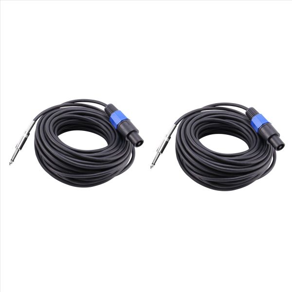 2 Pack 50 Ft Speakon To 1/4 Inch Male Speaker Cables With Twist Lock