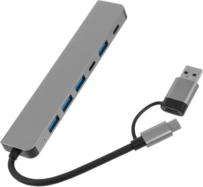 Multi-Port USB Hub With Dual-Head Type-C Adapter For Fast Data Transfer