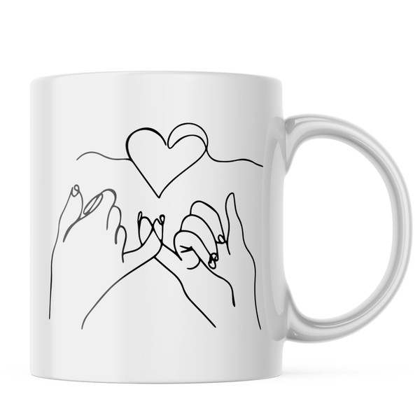 Ceramic Love heart fingers Mug - White - 11 OZ