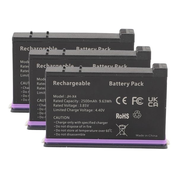 3x2500mAh Batt Charger Compatible With X4 Cam With USB-C