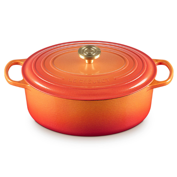 Le Creuset Flamme Dorée Signature Oval Casserole with Crucible Knob