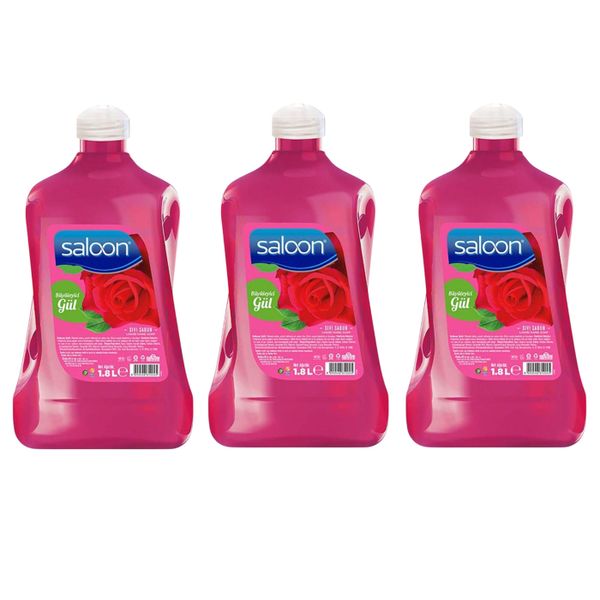 Saloon Liquid Hand Wash Soap - Rose - 1.8 Litres - 3 Pack