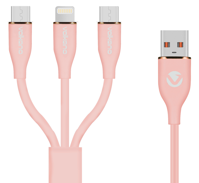 Volkano Flexi Series 3-in-1 Charging Cable 1.5m - USB, Micro-USB &amp; Type-C
