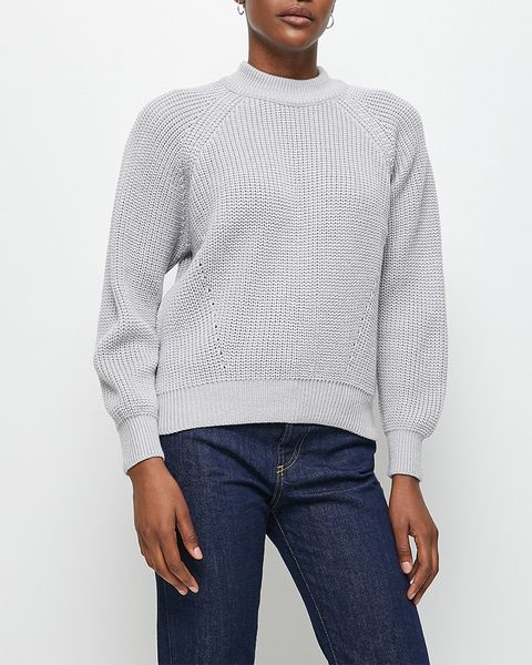 Women's Edit Ribbed Raglan Jumper - Ice Grey