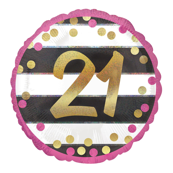 Foil Balloon 18 inch Birthday Pink and Gold 21st