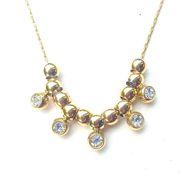 Stainless Steel Gift: Fine Jewellery Link Chain with Balls &amp; Zirconia