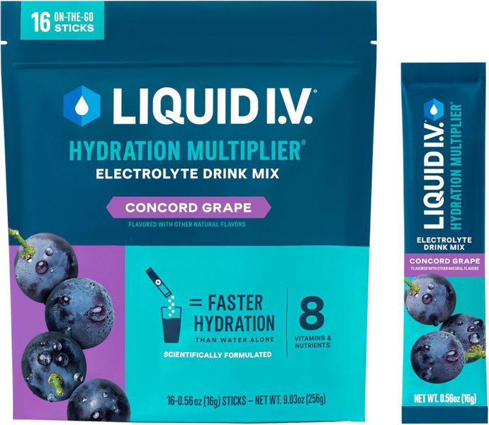 Liquid I.V. Hydration Multiplier - Concord Grape|Electrolyte (16 Servings)