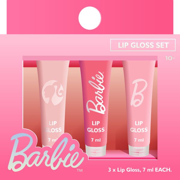 BARBIE By MATTEL Official Licensed Tween Lip Gloss Gift Set-Fun Beauty Kit