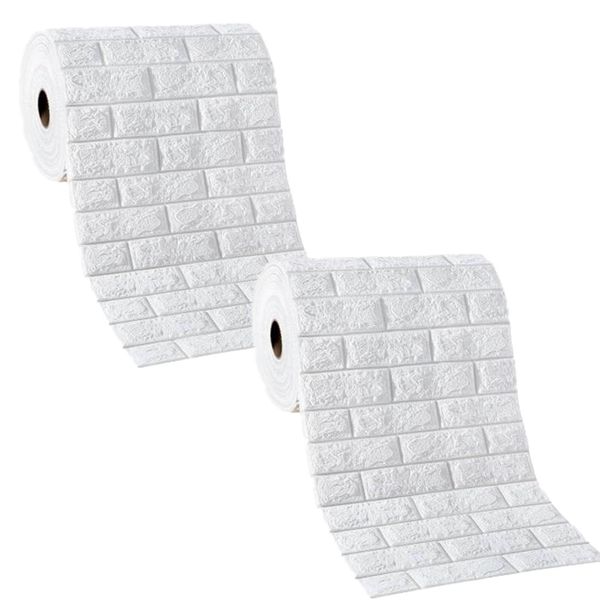 2 Pack 9.84 x1.64 ft Faux Brick Wall Panel Waterproof Wallpaper Sticker