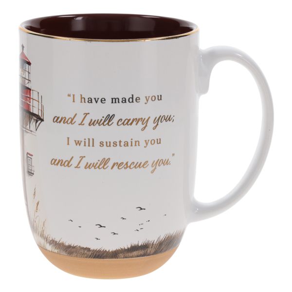 Mug - I Have Made You and I Will Carry You, Lighthouse, Footprints